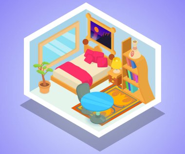 Daire kavram afiş, izometrik stili