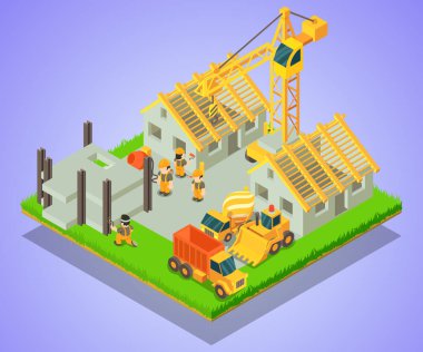 İlçesi kavramı afiş, izometrik stili