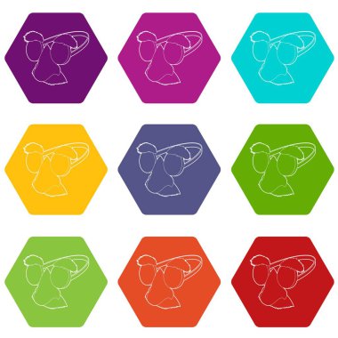 9 vektör palyaço yüzü Icons set