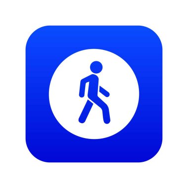 Yayalar giden tek yol işareti simgesi dijital mavi