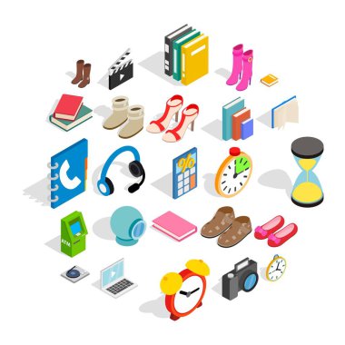 Hediye Icons set, izometrik stili