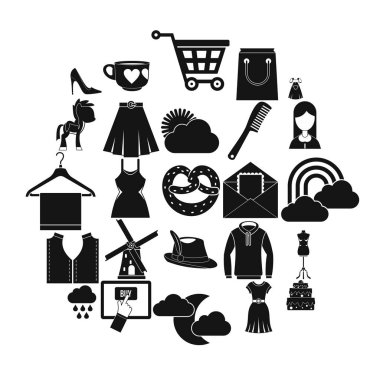 Şekilde Icons set, basit tarzı