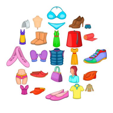 Şık Icons set, karikatür tarzı