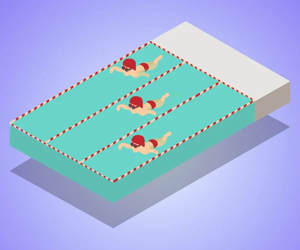 Havuz kavramı afiş, izometrik stili — Stok Vektör