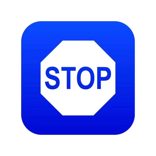 Znak Stop ikona cyfrowy niebieski — Wektor stockowy