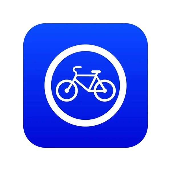 Bisikletle seyahat olduğunu yasak trafik işareti simgesi dijital mavi — Stok Vektör
