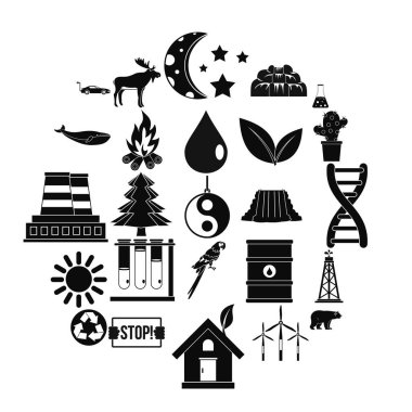 Exoplanet Icons set, basit tarzı