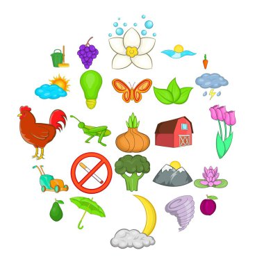 Ekoloji Icons set, karikatür tarzı geliştirilmesi