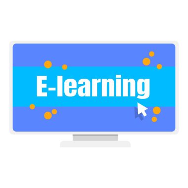 E-öğrenim bilgisayar monitör simgesini, düz stil