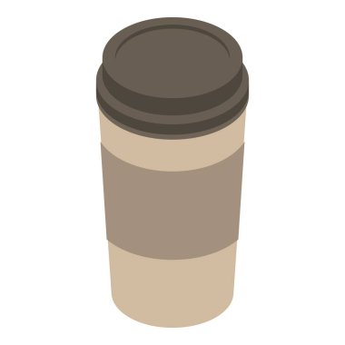 Plastik kahve fincanı simgesi, izometrik stil