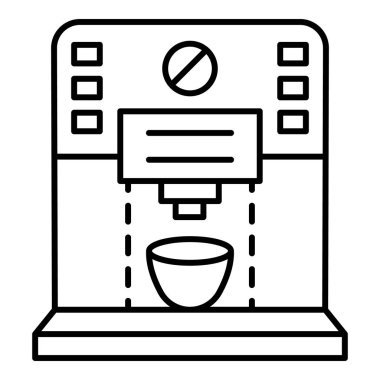 Plastik kahve makinesi simgesini, anahat stili