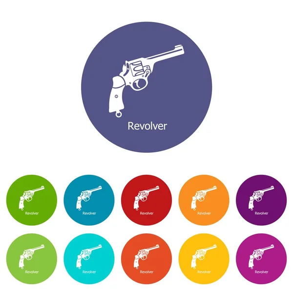 Revolver iconen instellen vector kleur — Stockvector