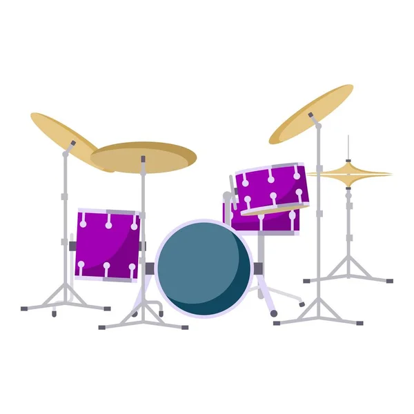 Moderne Schlagzeug-Kit-Ikone, flacher Stil — Stockvektor