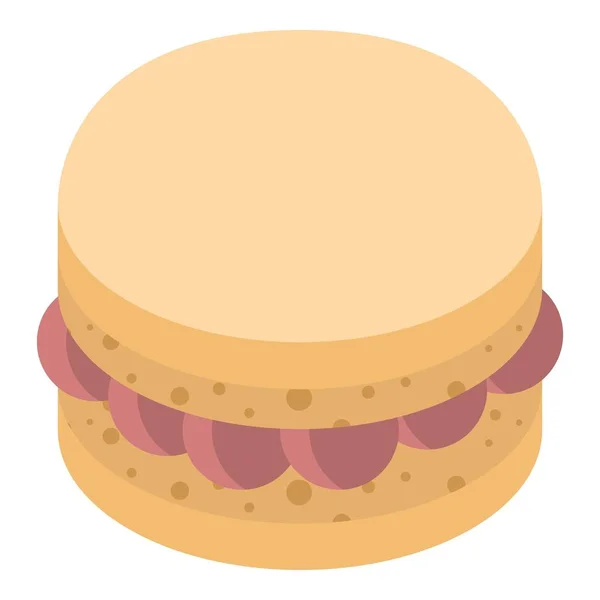 Zoete gele macaroon pictogram, isometrische stijl — Stockvector