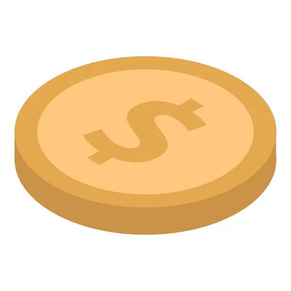 Icône dollar pièce d'or, style isométrique — Image vectorielle