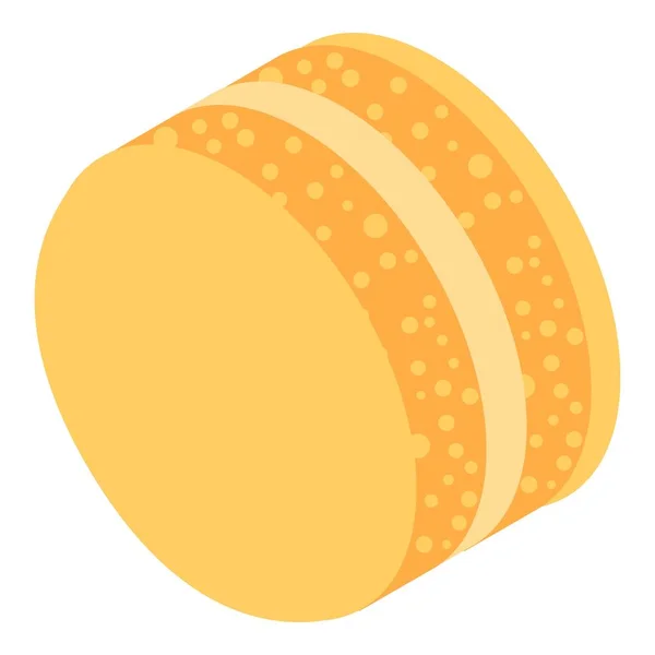 Желтый крем икона макарон, изометрический стиль — стоковый вектор