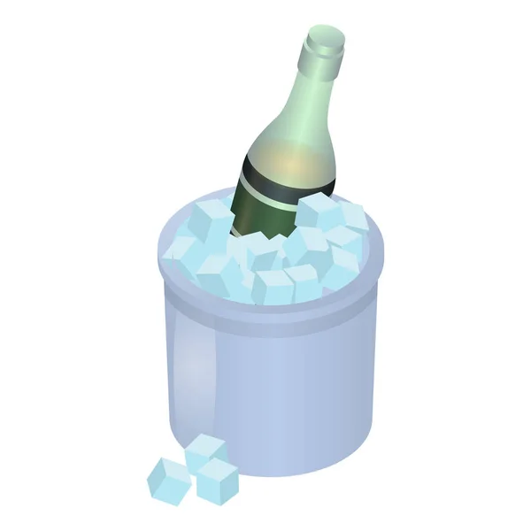 Champagne in ice box icon, stile isometrico — Vettoriale Stock