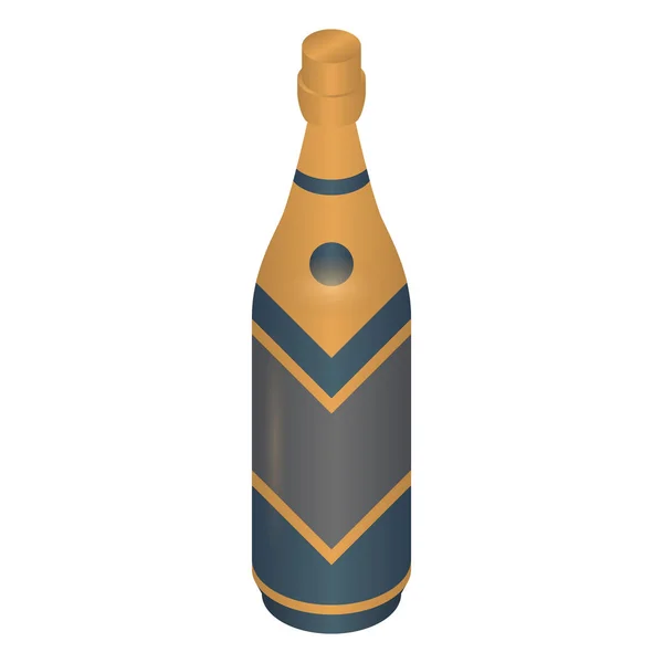 New Year champagne bottle icon, isometric style — Stock Vector