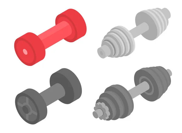 Dumbell iconen set, isometrische stijl — Stockvector