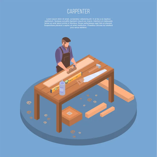 Carpenter concept background, isometric style — Stock Vector