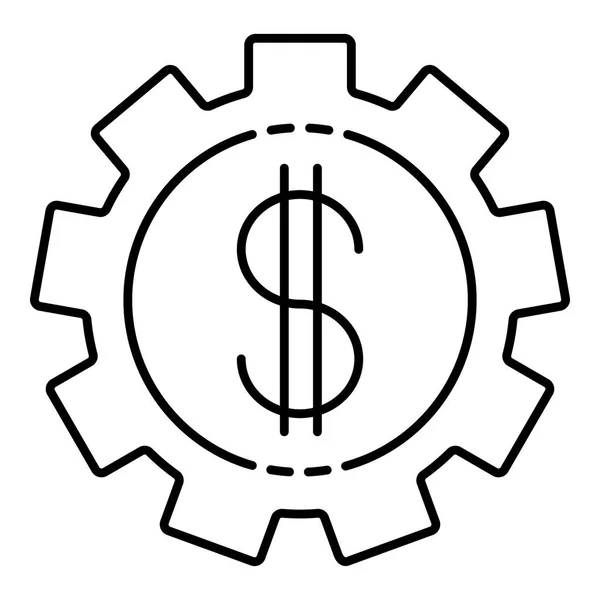 齿轮货币图标, 轮廓样式 — 图库矢量图片