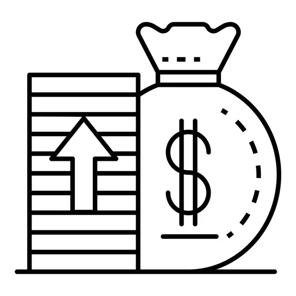 Aumentar o ícone do dinheiro, estilo esboço — Vetor de Stock