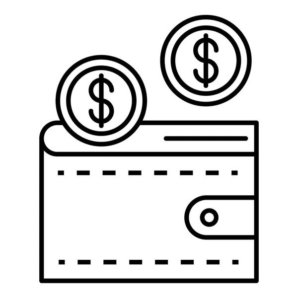 Money in wallet icon, outline style — Stock Vector