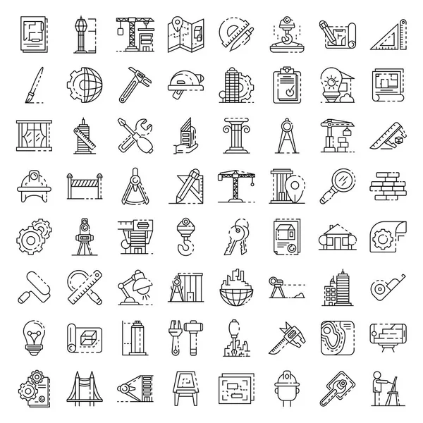 Conjunto de ícones de equipamentos de arquiteto, estilo esboço —  Vetores de Stock