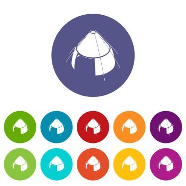 Konik çadır simgeler vektör renk ayarla