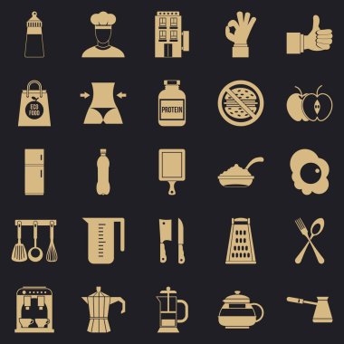 Farklı gıda Icons set, basit tarzı