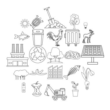 Doğa Icons set, anahat stili imha