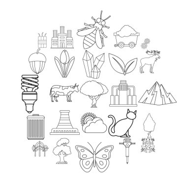 Dünya Icons set, anahat stili kirliliğinin