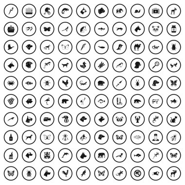 basit tarzda 100 hayvanlar Icons set