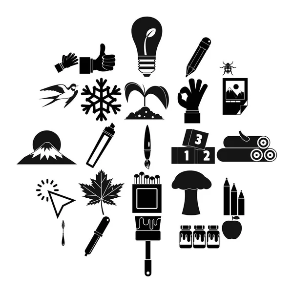 Ecological solution icons set, simple style — Stock Vector