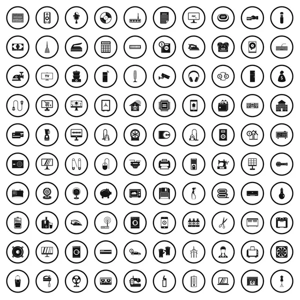 Set de iconos de 100 electrodomésticos, estilo simple — Vector de stock