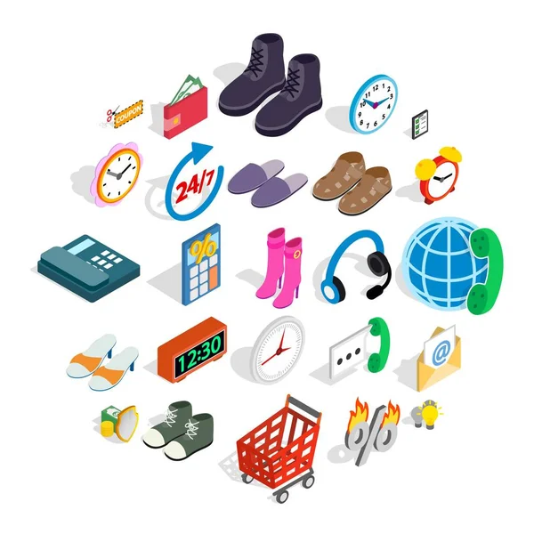 Business programma iconen set, isometrische stijl — Stockvector