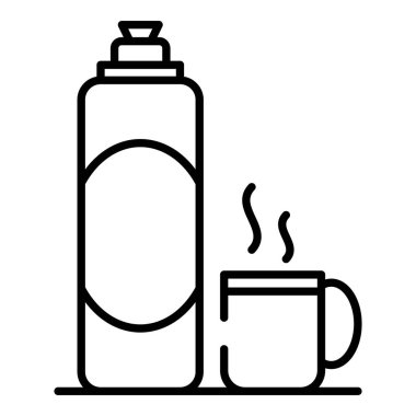 Sıcak çay termosu simgesi, anahat stili