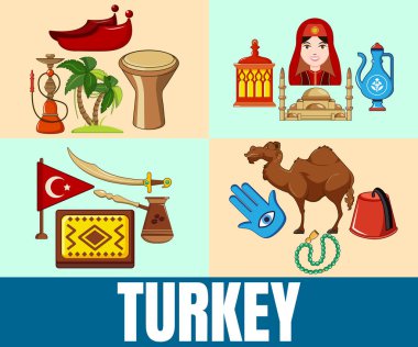 Türkiye kavramı afiş, karikatür tarzı
