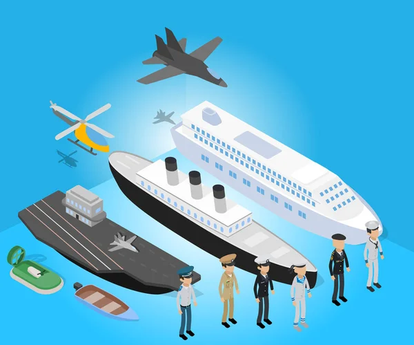 Donanma kavramı afiş, izometrik stili