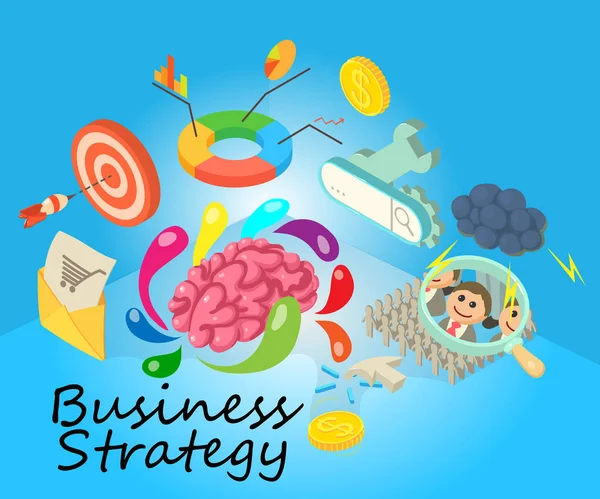 Business strategi koncept banner, isometrisk stil – Stock-vektor