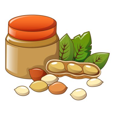 Eko fıstık ezmesi kavanozu simgesi, karikatür tarzı