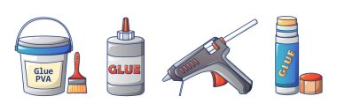 Tutkal Icons set, karikatür tarzı