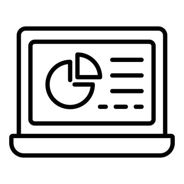 Bilgisayar Finans rapor simgesi, anahat stili