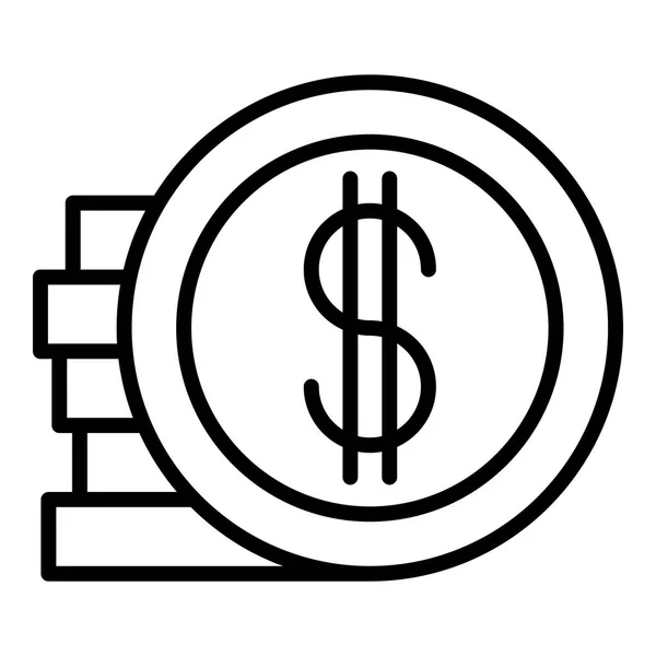 Money coin stack icon, outline style — Stock Vector