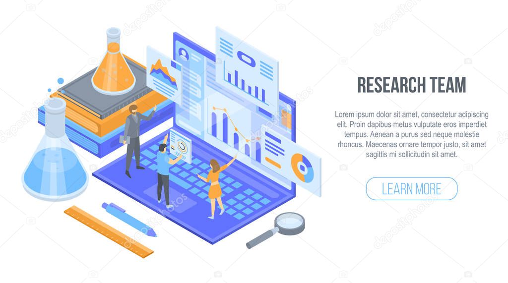 Research team concept background, isometric style