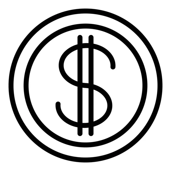 Dollarmünzen-Symbol, Umrissstil — Stockvektor