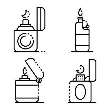 Araç içi Icons set, anahat stili