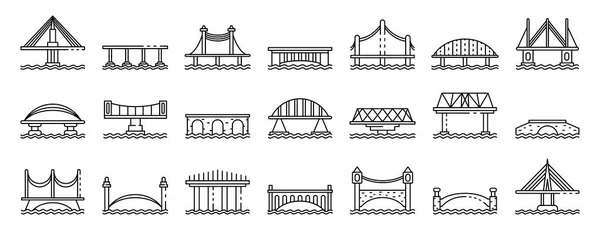 Conjunto de ícones de pontes, estilo esboço — Vetor de Stock