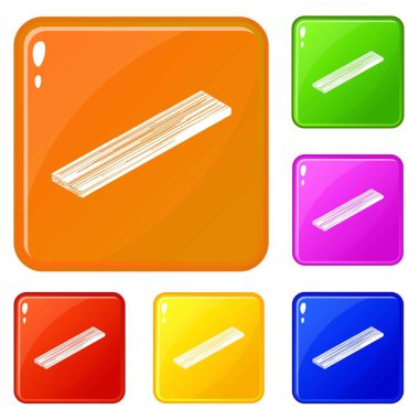 Ahşap tahta simgeler vektör renk ayarla