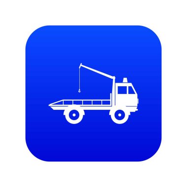 Araba çekme kamyonu simgesi dijital mavi